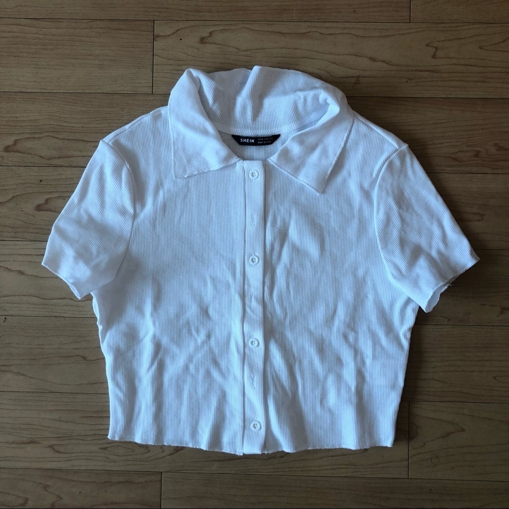 SHEIN white button up collared polo